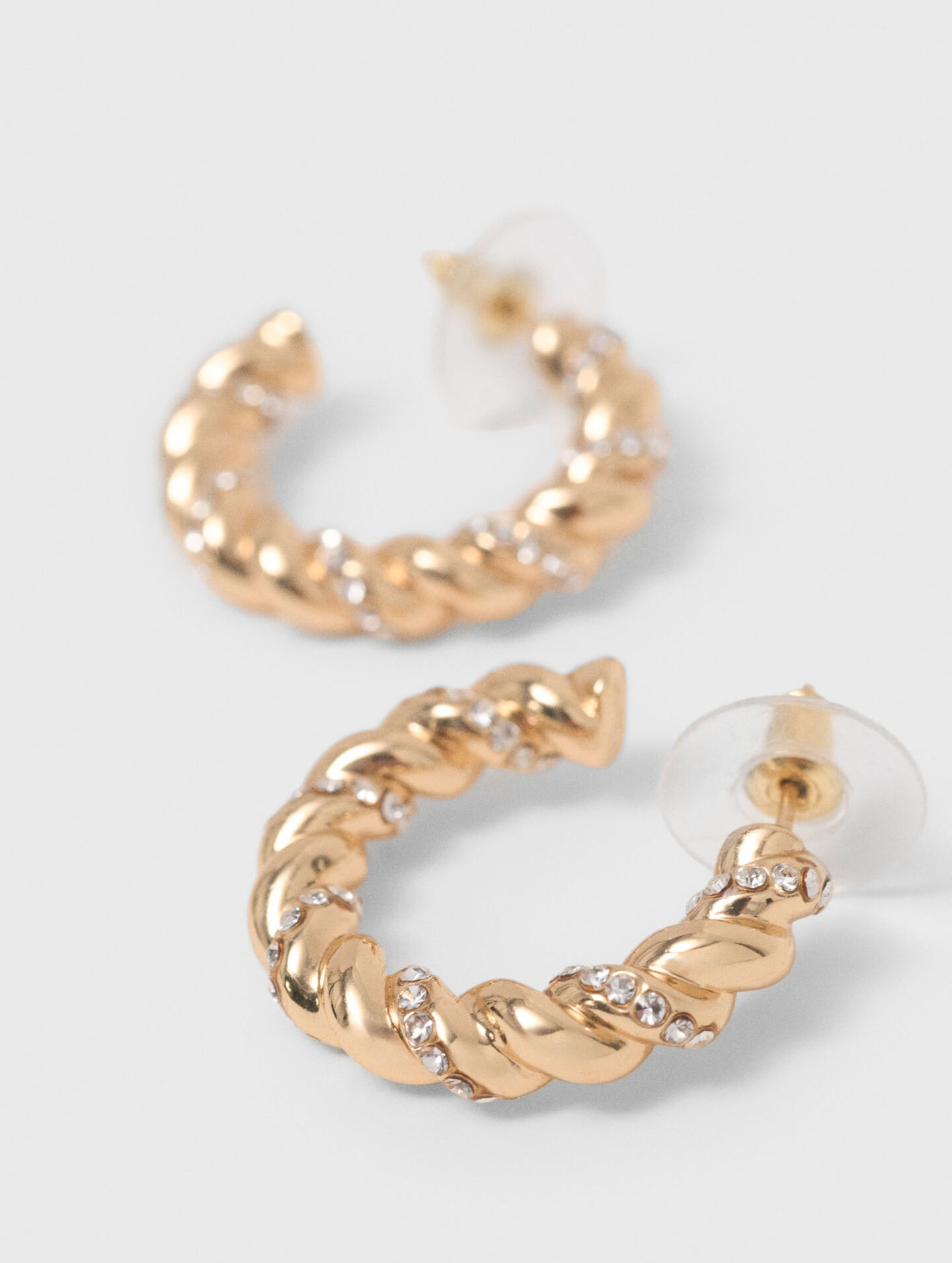 Twisted rhinestone hoop earrings